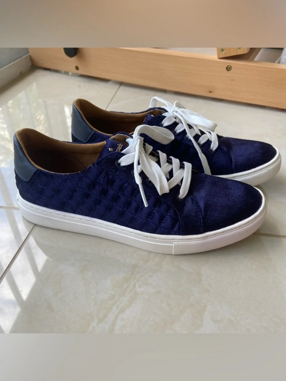 KATE SPADE Blue Velvet Quilted Sneakers 6.5